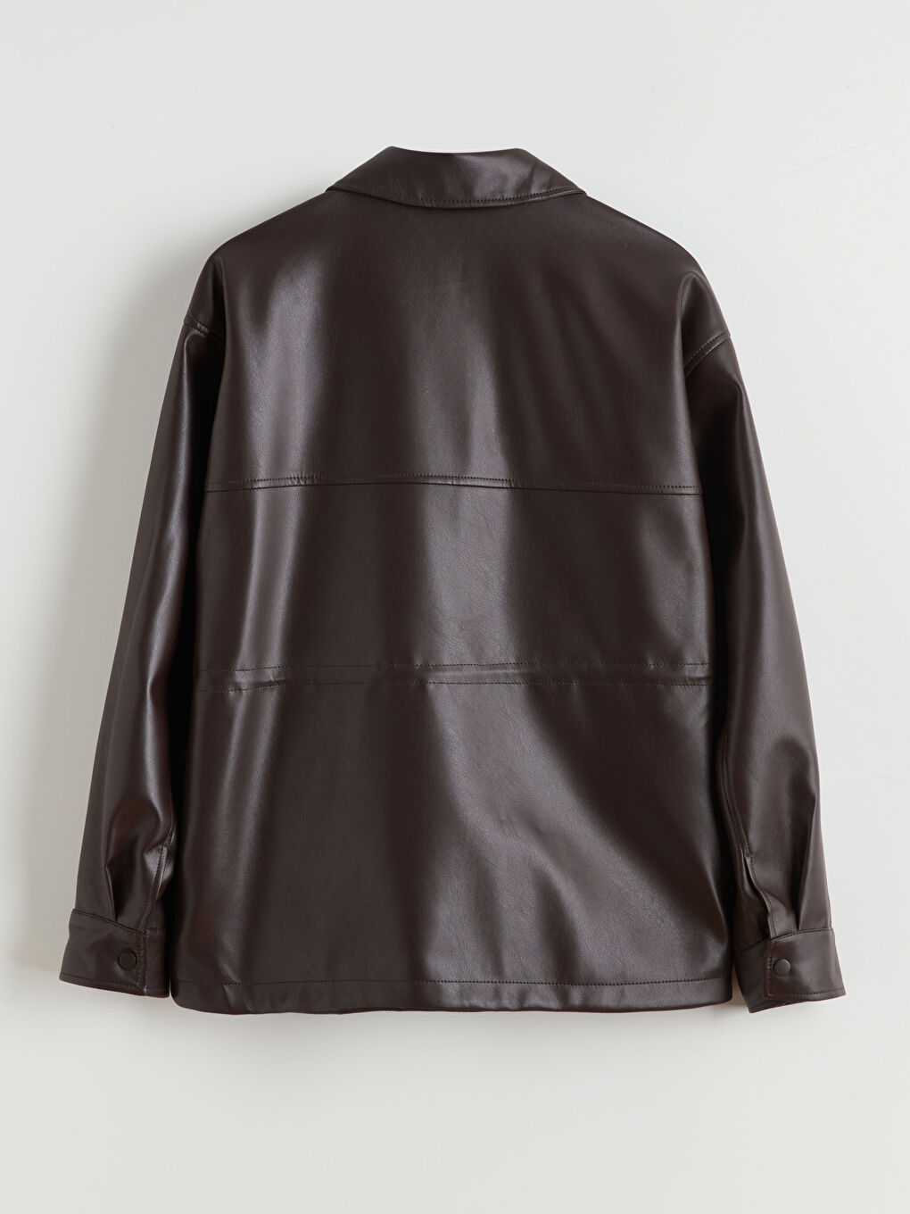 جاكيت جلد صناعي بني امرأة-5