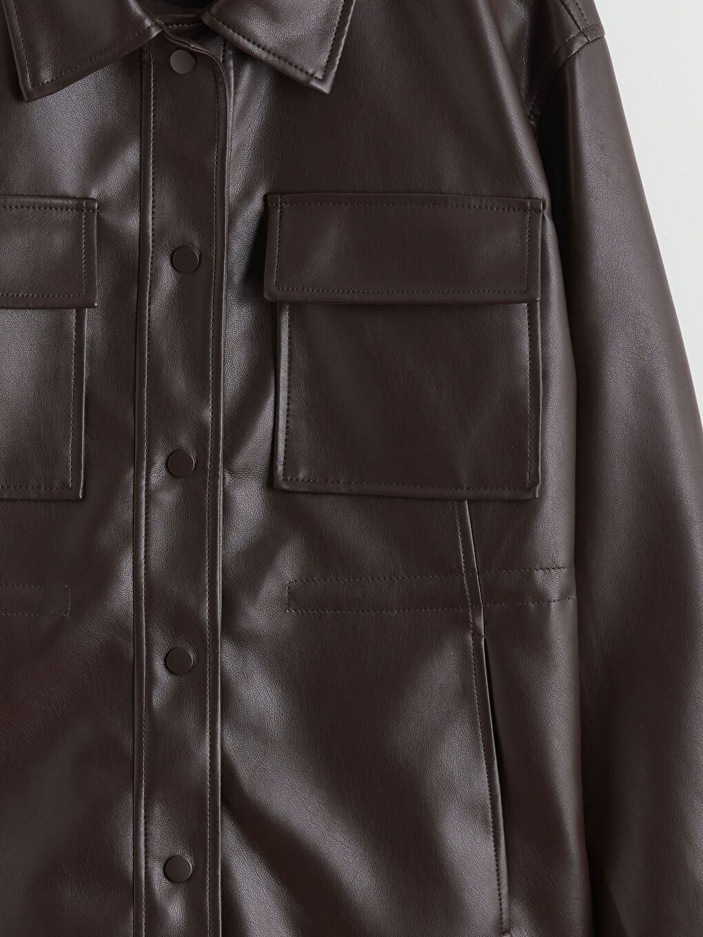 جاكيت جلد صناعي بني امرأة-6