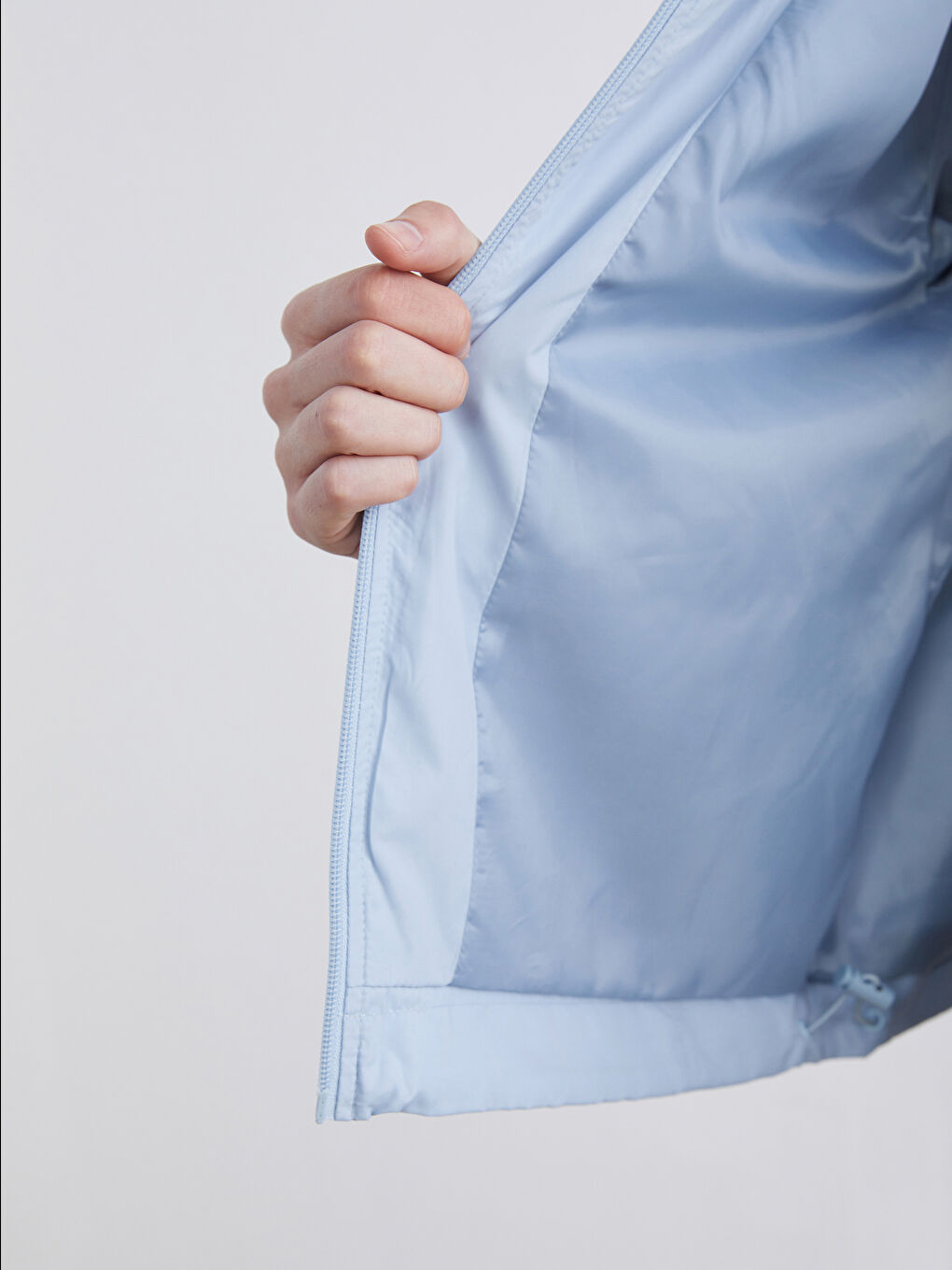 Mavi Kapüşonlu Oversize Kadın Yağmurluk-3