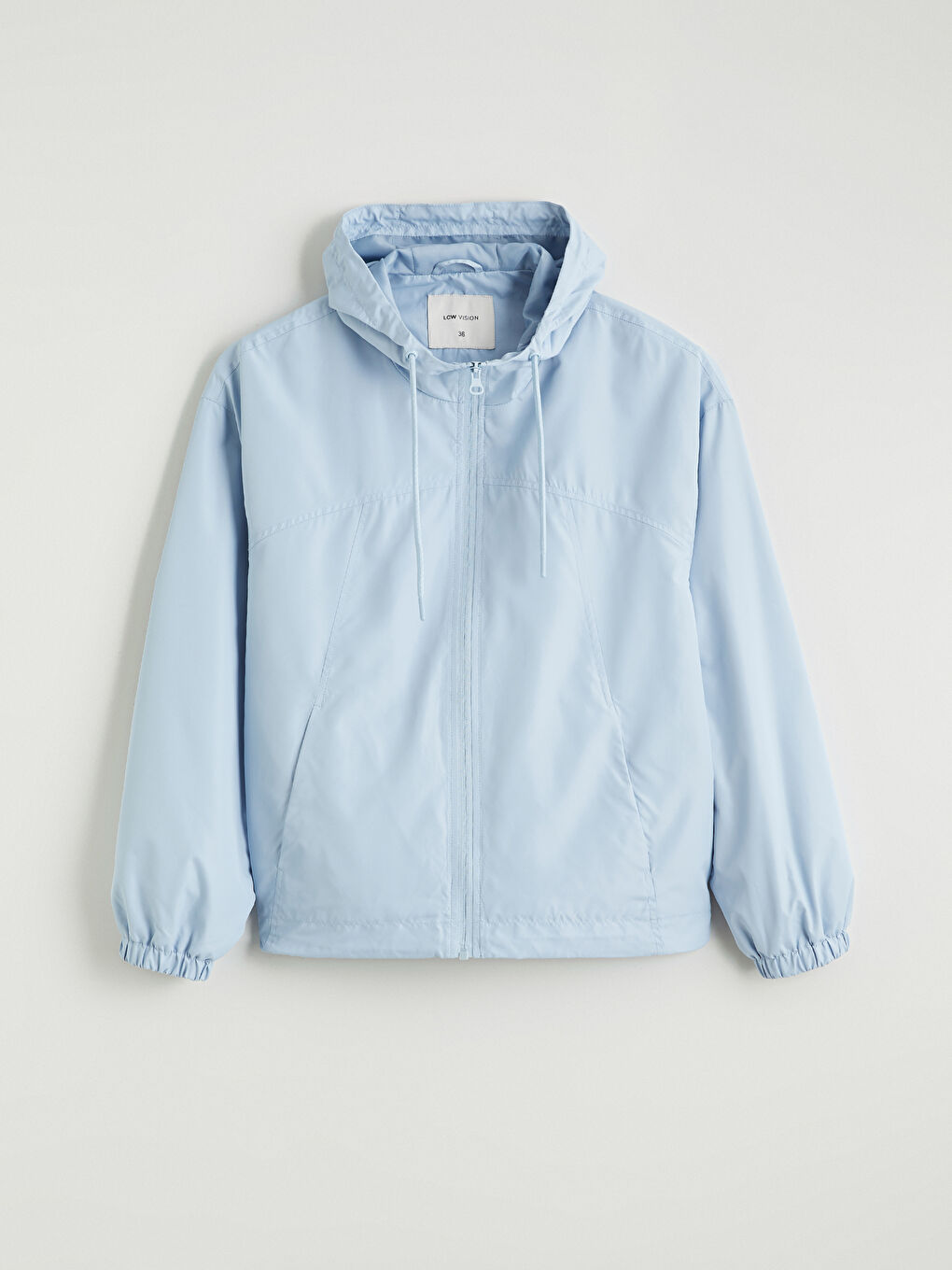 Mavi Kapüşonlu Oversize Kadın Yağmurluk-5