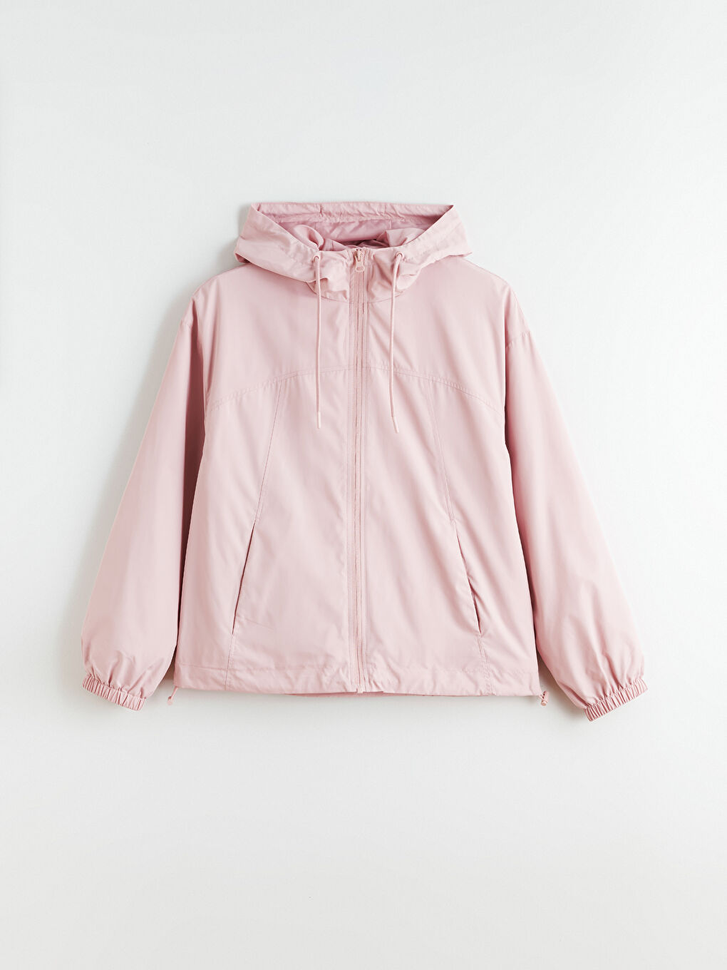 Pembe Kapüşonlu Oversize Kadın Yağmurluk-5