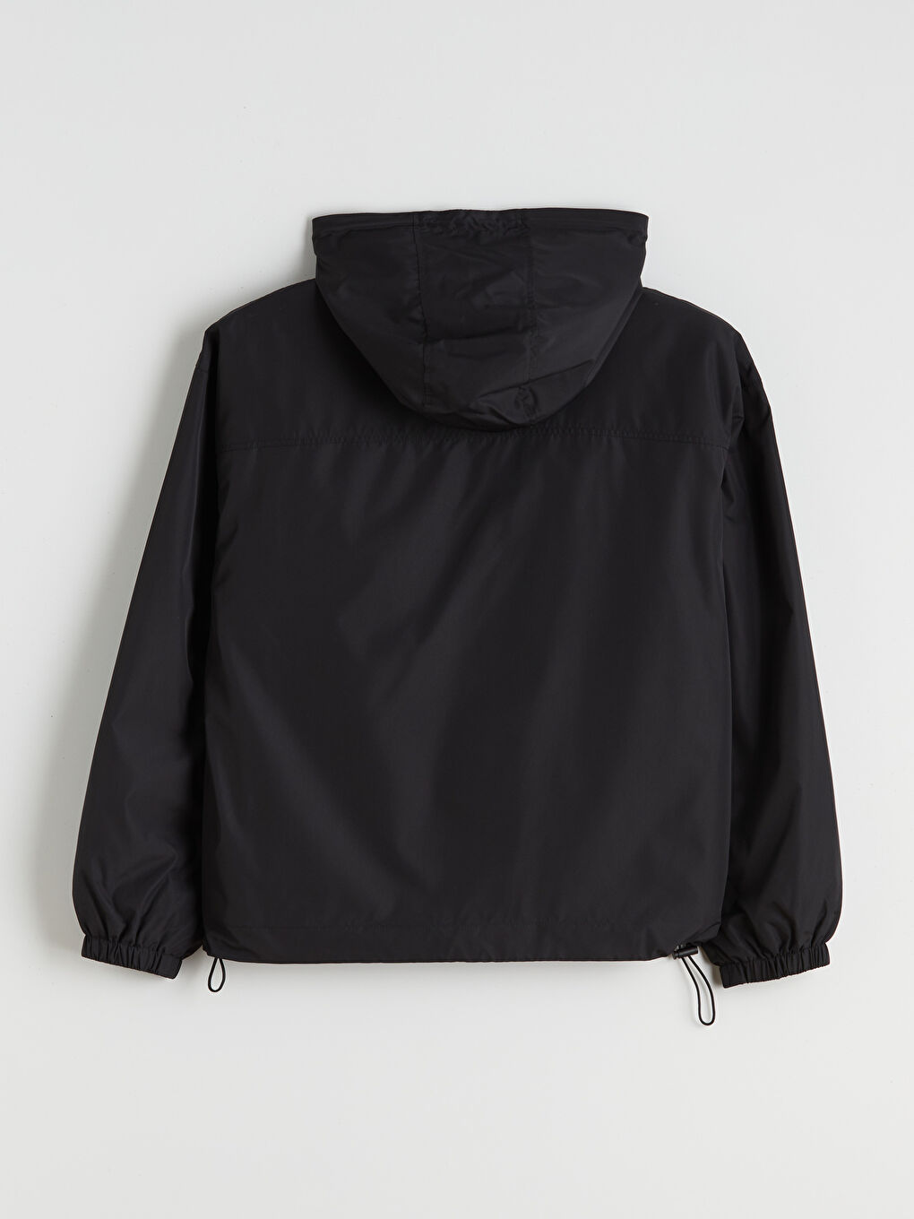 Siyah Kapüşonlu Oversize Kadın Yağmurluk-6