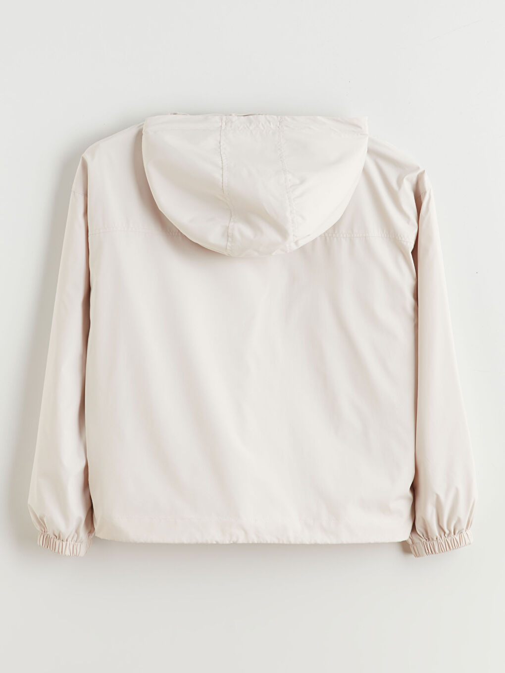 Bej Kapüşonlu Oversize Kadın Yağmurluk-6