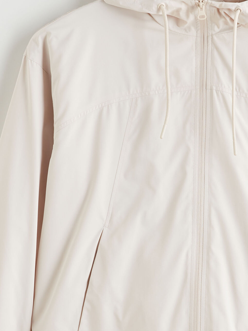 Bej Kapüşonlu Oversize Kadın Yağmurluk-7