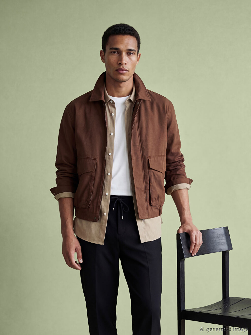 Kırmızı Rahat Kalıp Gömlek Yaka Erkek Mont