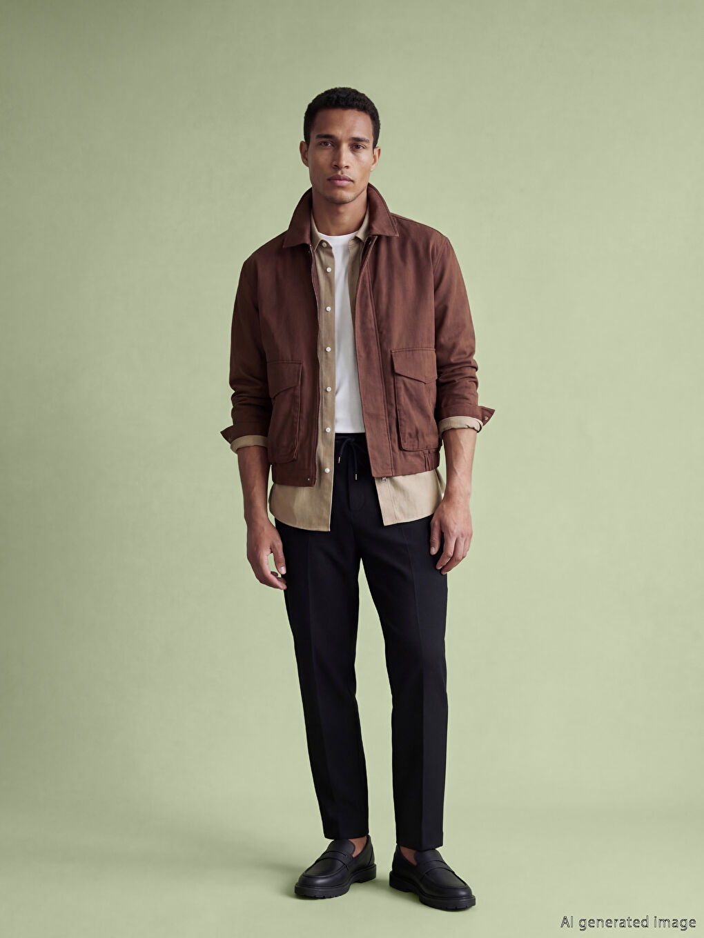 Kırmızı Rahat Kalıp Gömlek Yaka Erkek Mont-1