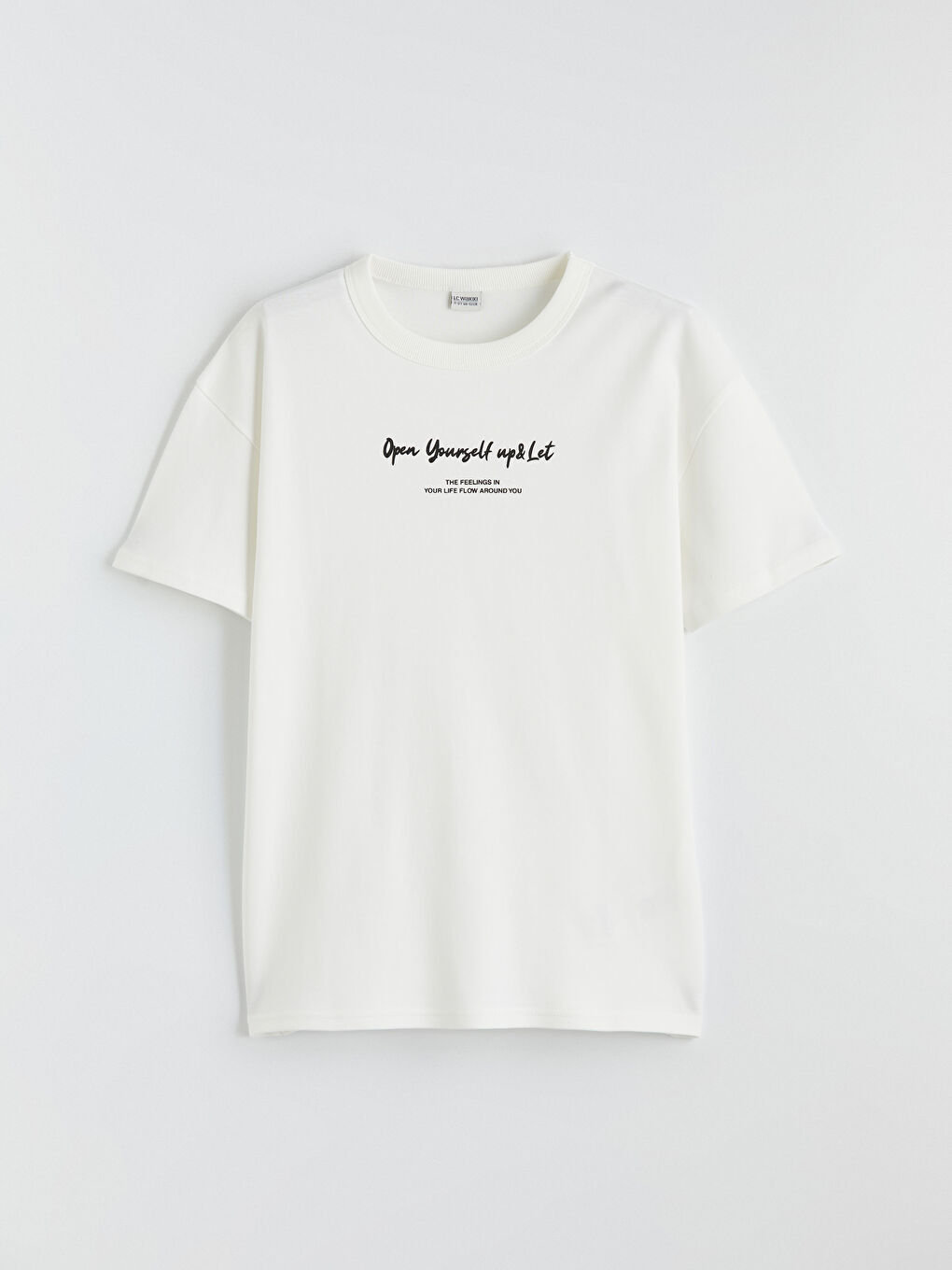 Ekru Yazı Baskılı Erkek Çocuk Tişört