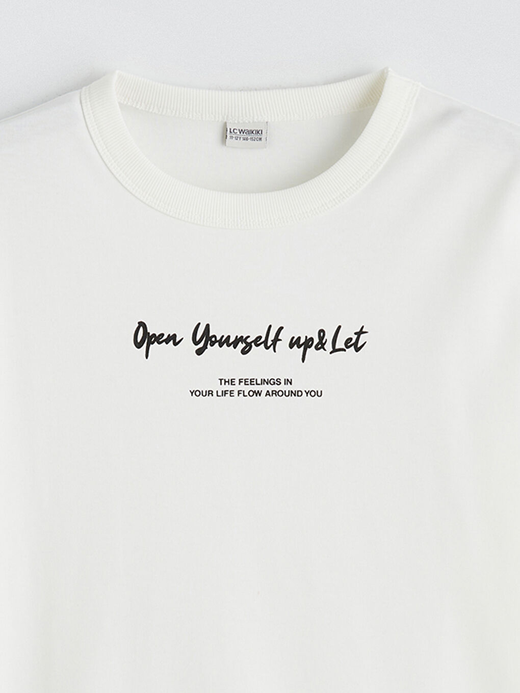 Ekru Yazı Baskılı Erkek Çocuk Tişört-1