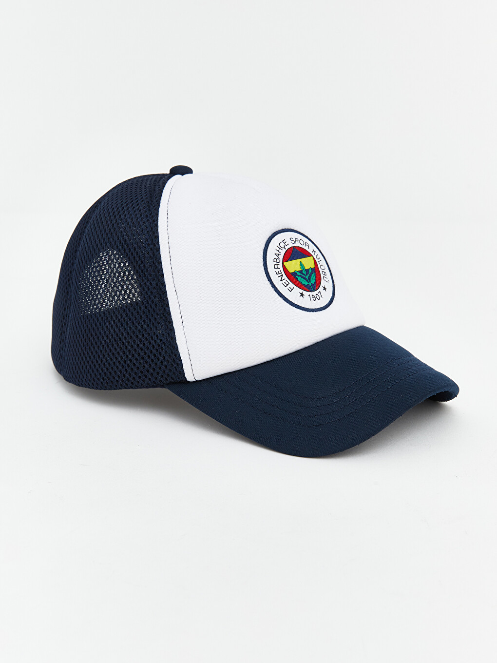 Beyaz Fenerbahçe Nakışlı Erkek Çocuk Kep Şapka-1