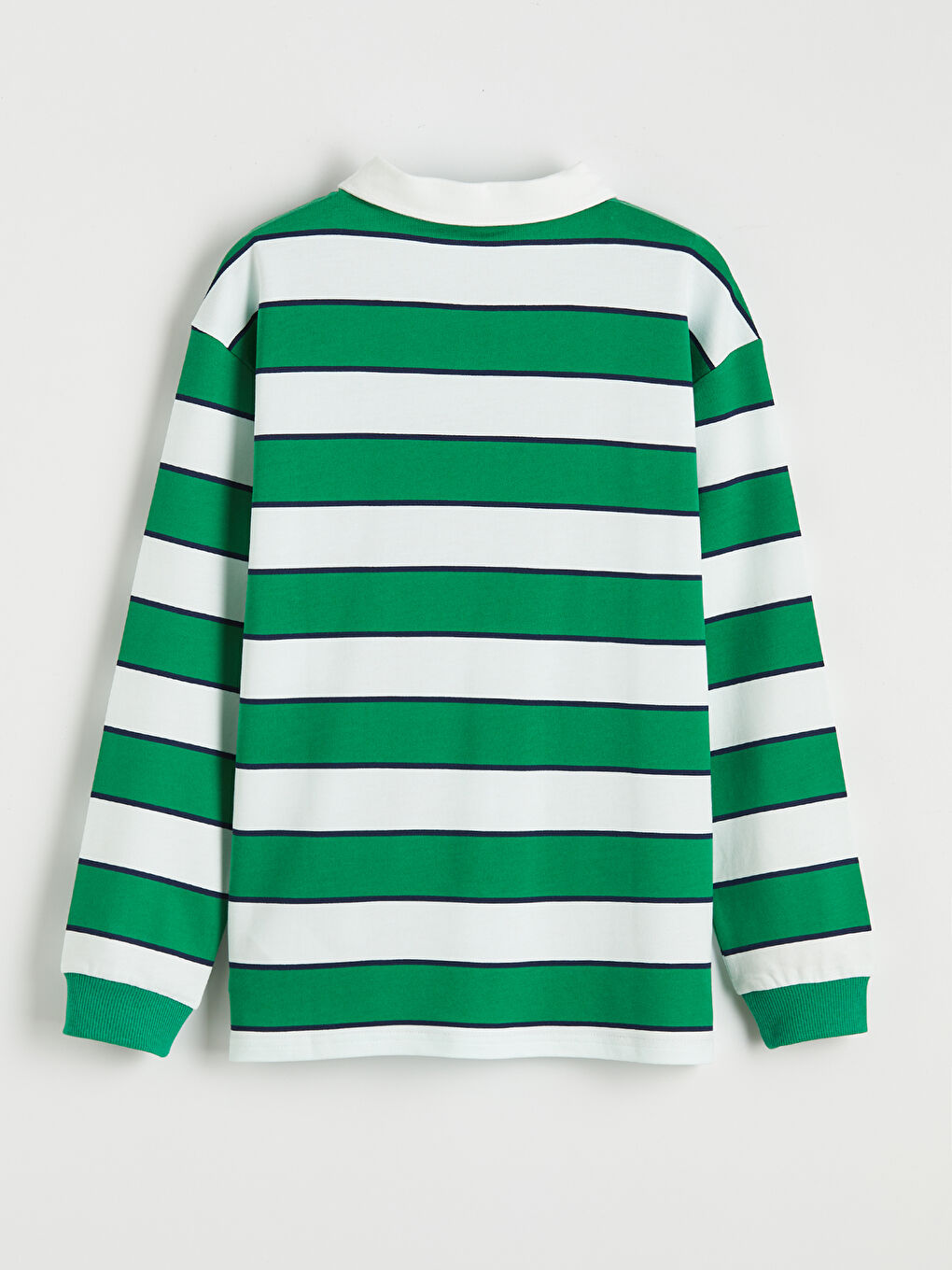 Yeşil Erkek Çocuk Polo Yaka Çizgili Tişört-1