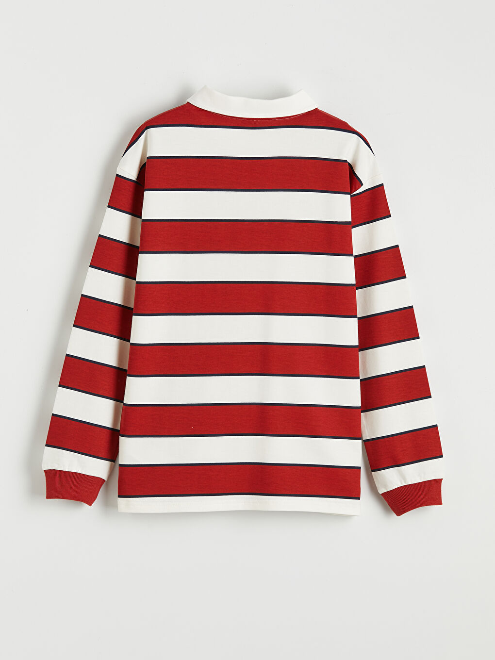 Turuncu Erkek Çocuk Çizgili Polo Yaka Uzun Kollu Tişört-2