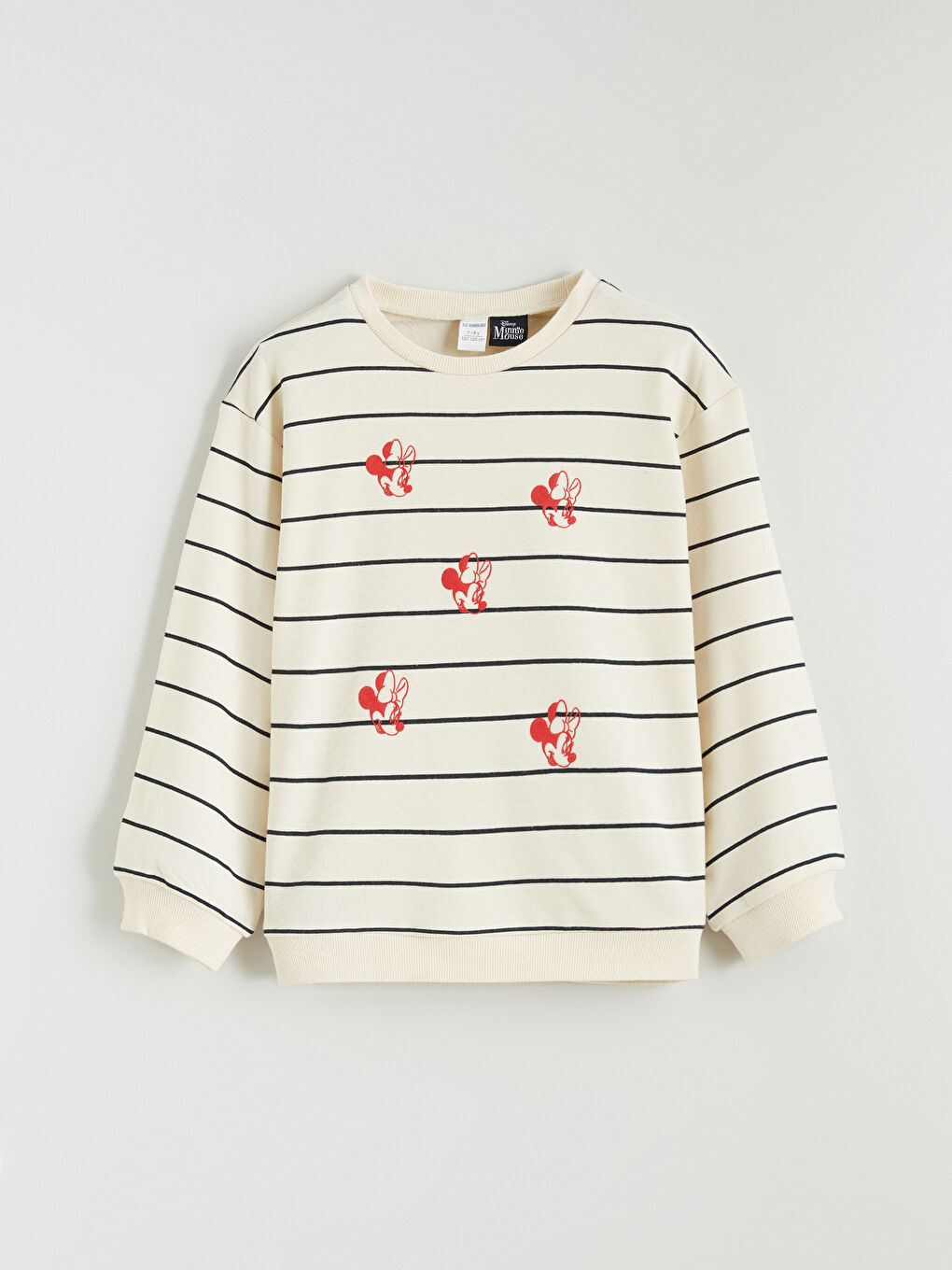 Crew Neck Minnie Mouse Printed Girls' Sweatshirt