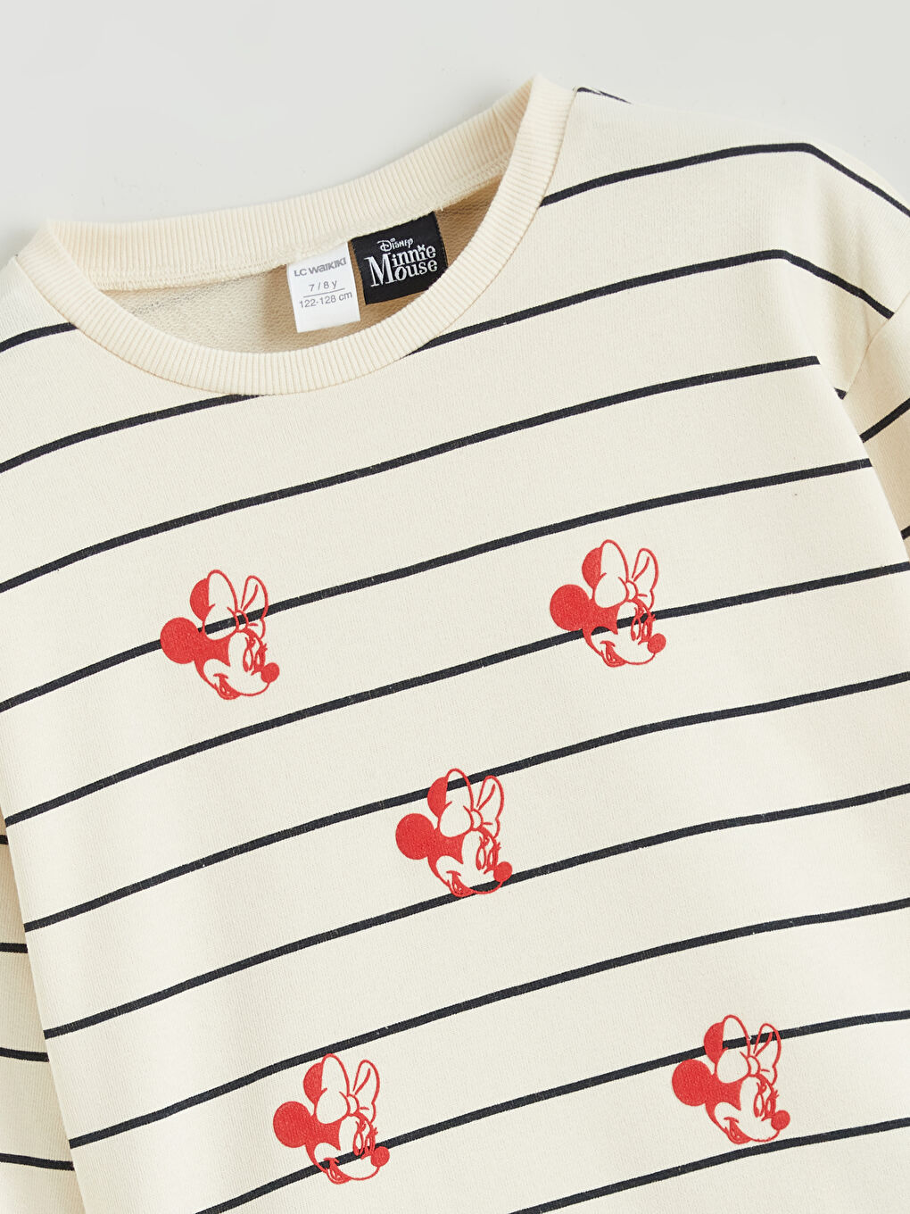 Crew Neck Minnie Mouse Printed Girls' Sweatshirt-1