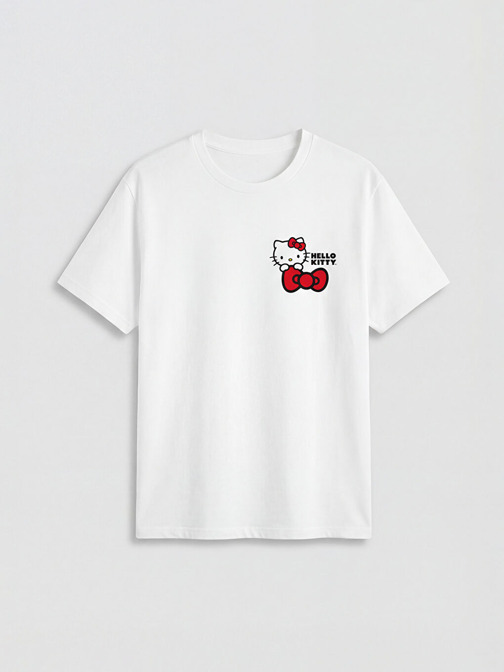 قميص Hello Kitty مطبوع بكول مدور للبنات