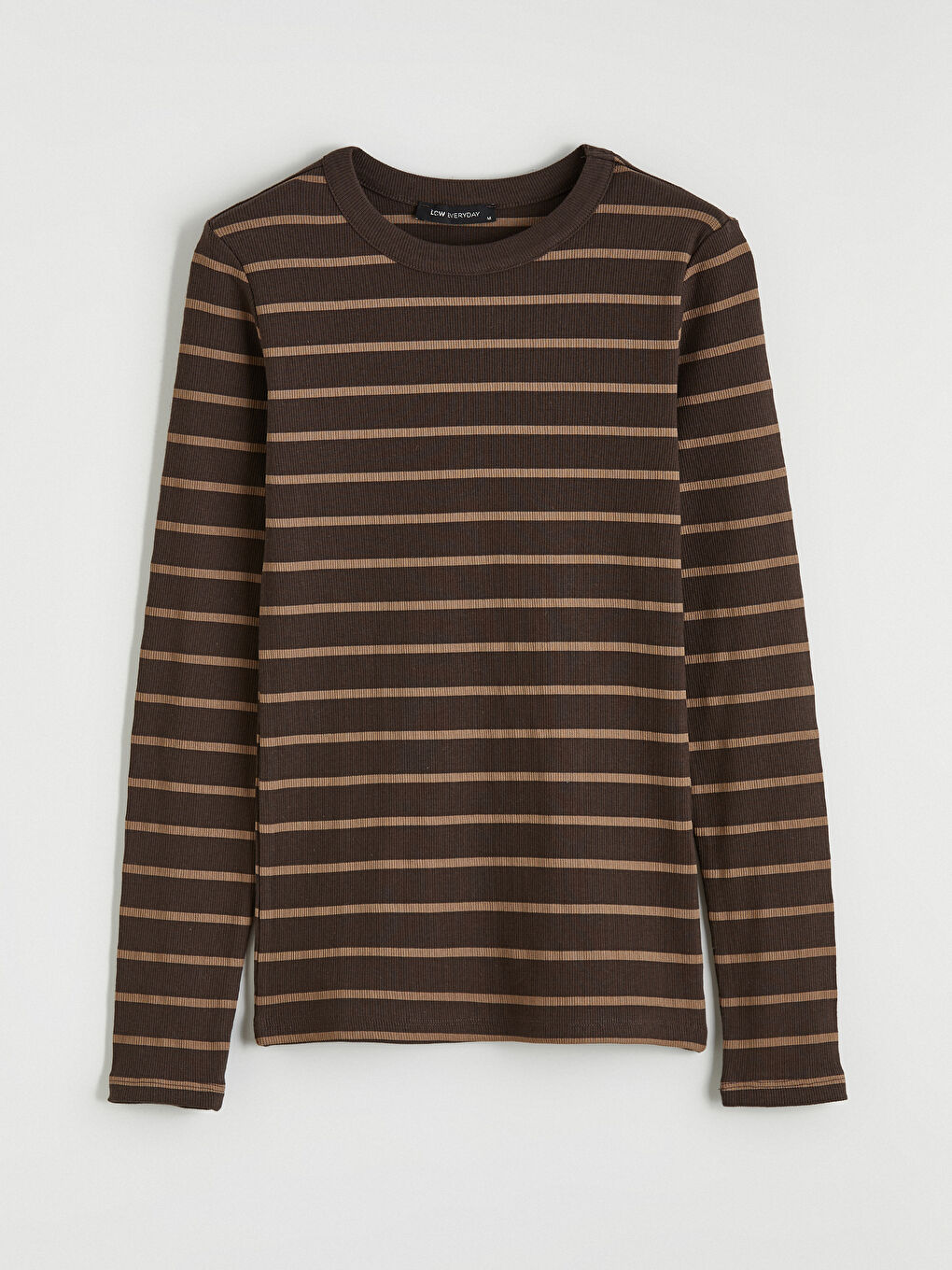 Kahverengi Bisiklet Yaka Çizgili Kadın Body-4