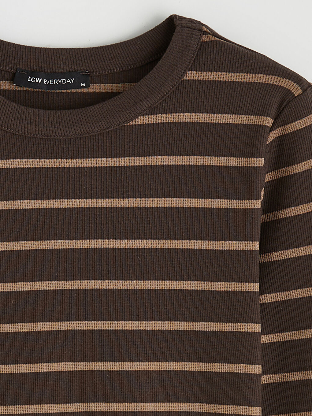 Kahverengi Bisiklet Yaka Çizgili Kadın Body-5