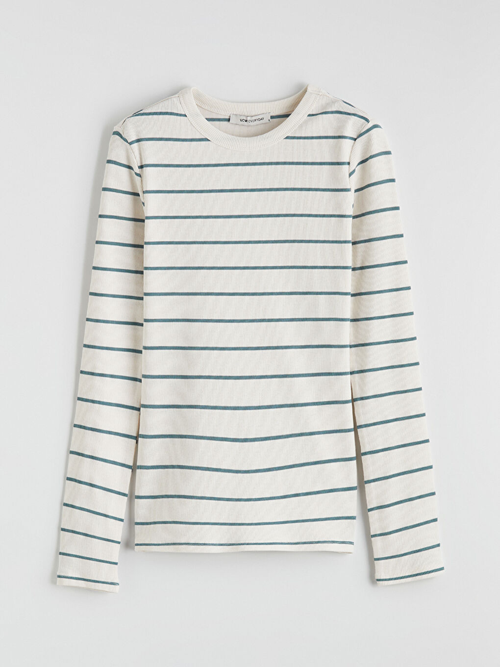 Yeşil Bisiklet Yaka Çizgili Kadın Body