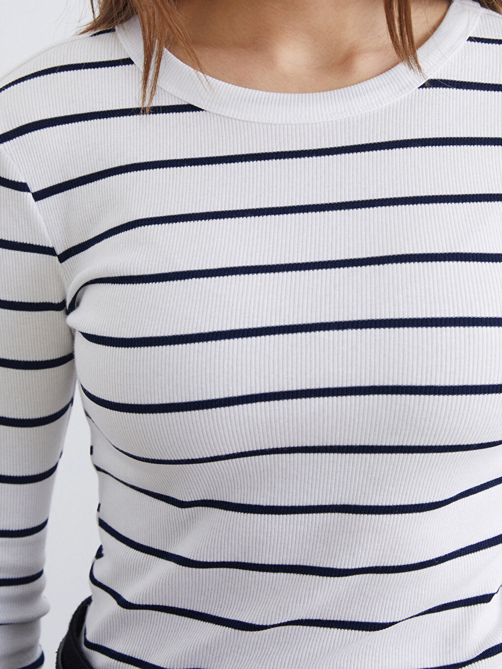 Women's Striped Crew Neck Bodysuit-2