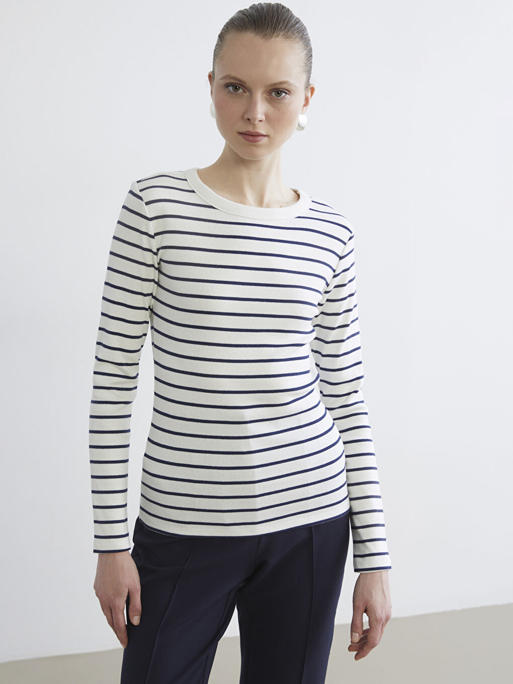 Striped Crew Neck Bodysuit