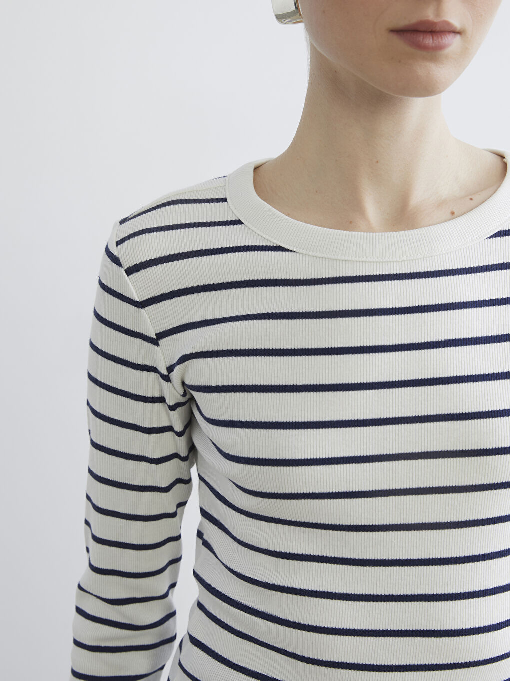 Striped Crew Neck Bodysuit-2