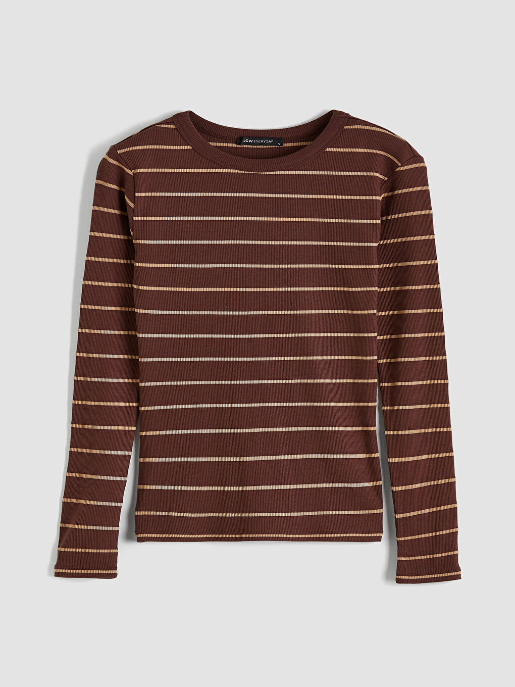 Kahverengi Bisiklet Yaka Çizgili Kadın Body-4