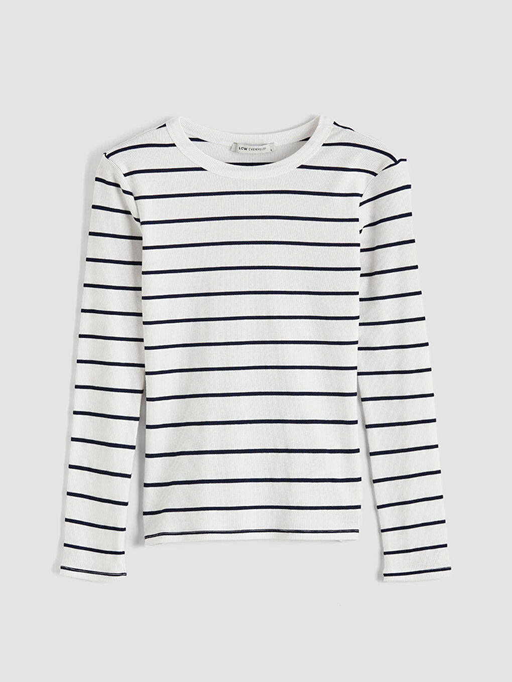 Lacivert Bisiklet Yaka Çizgili Kadın Body-5