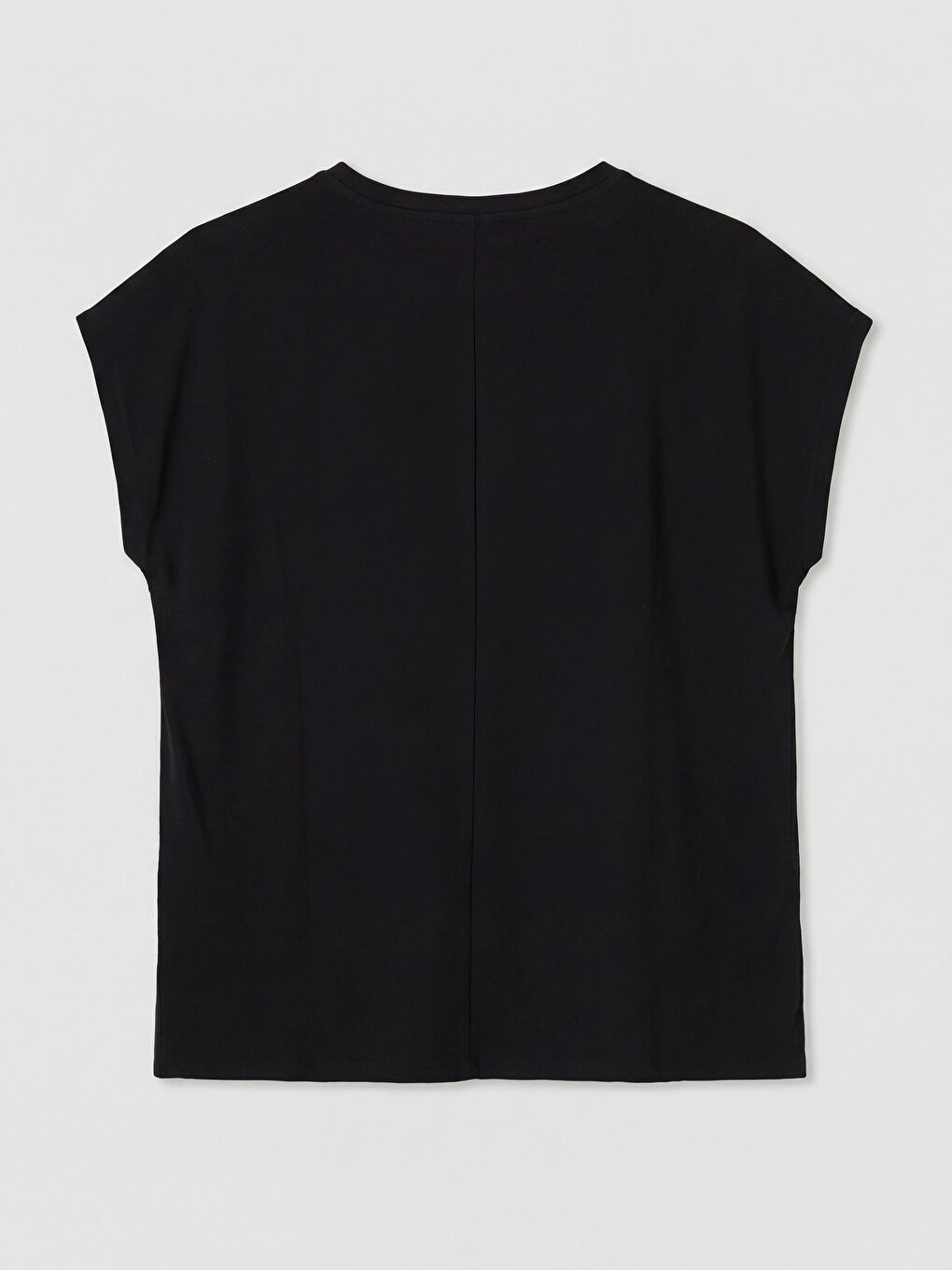 Siyah Bisiklet Yaka Nakışlı Kadın Tişört-1