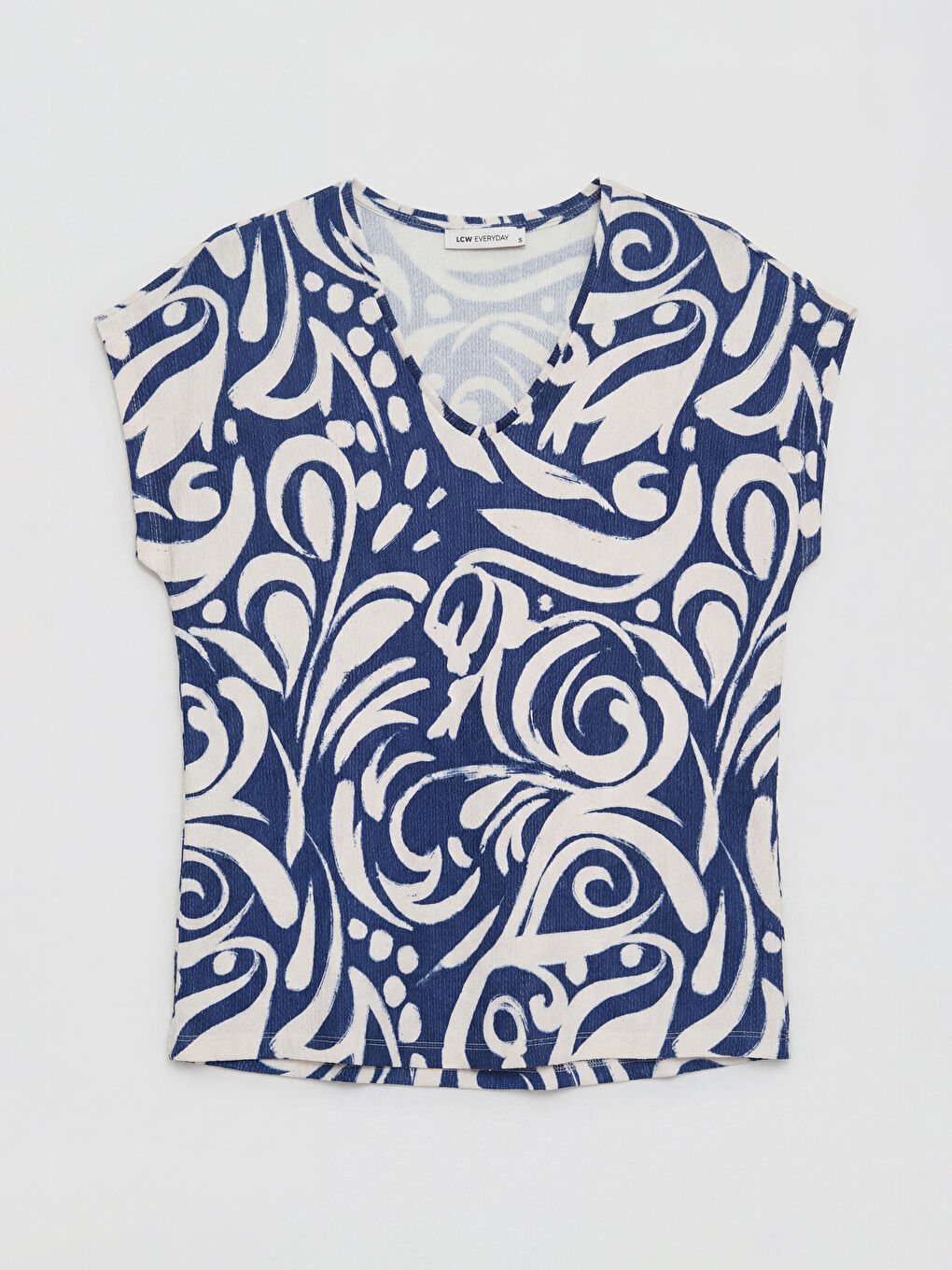 V Neck Patterned Women's T-Shirt-3