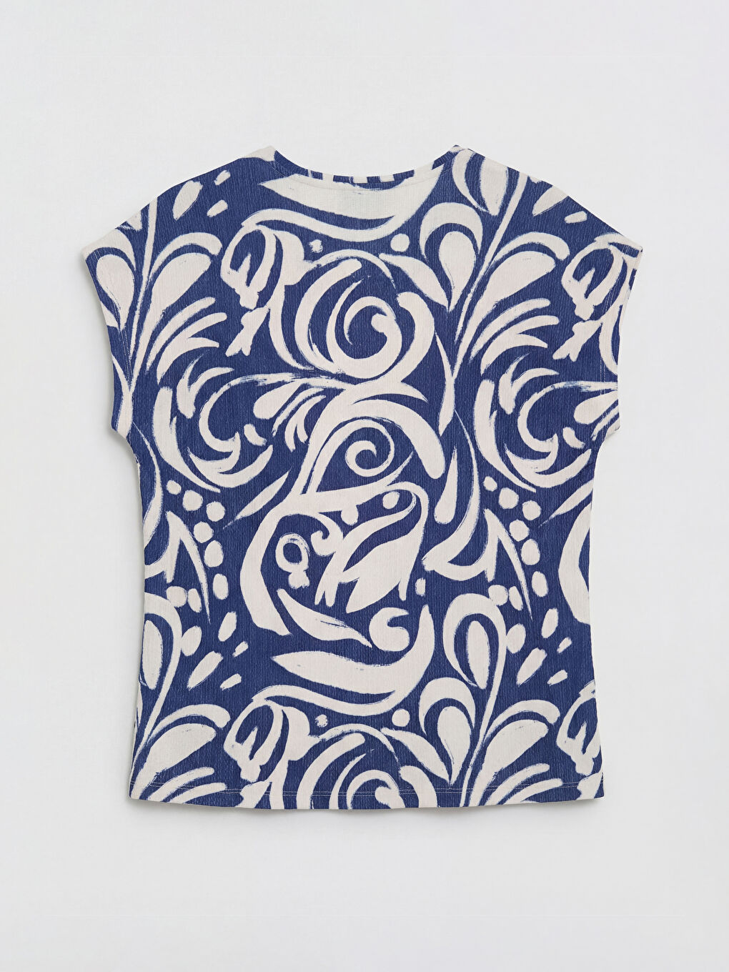 V Neck Patterned Women's T-Shirt-5