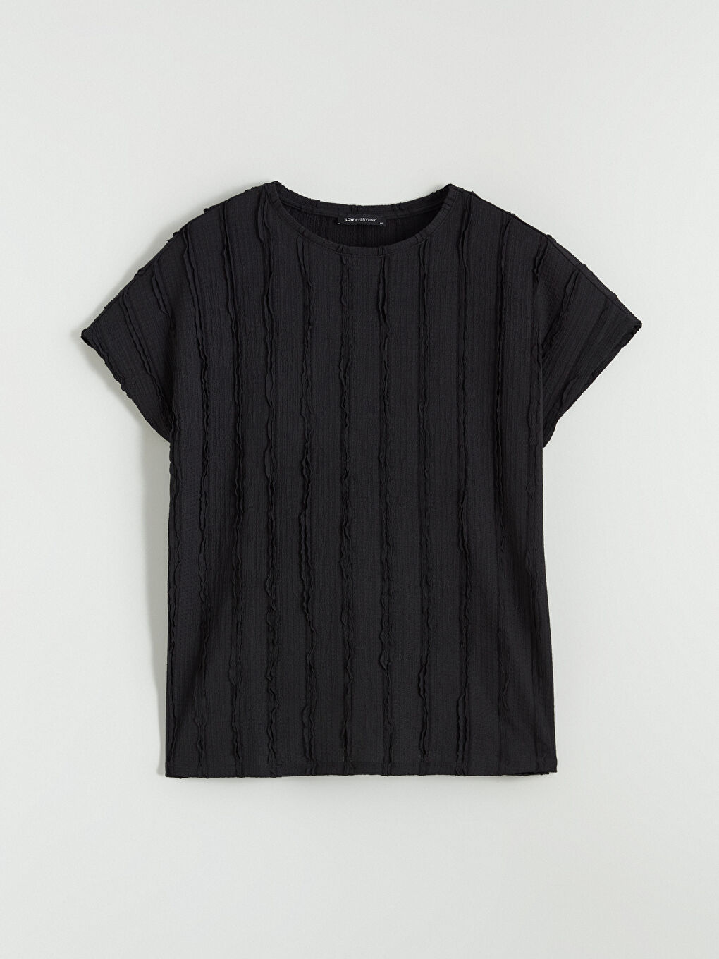 Siyah Bisiklet Yaka Dokulu Bluz-4