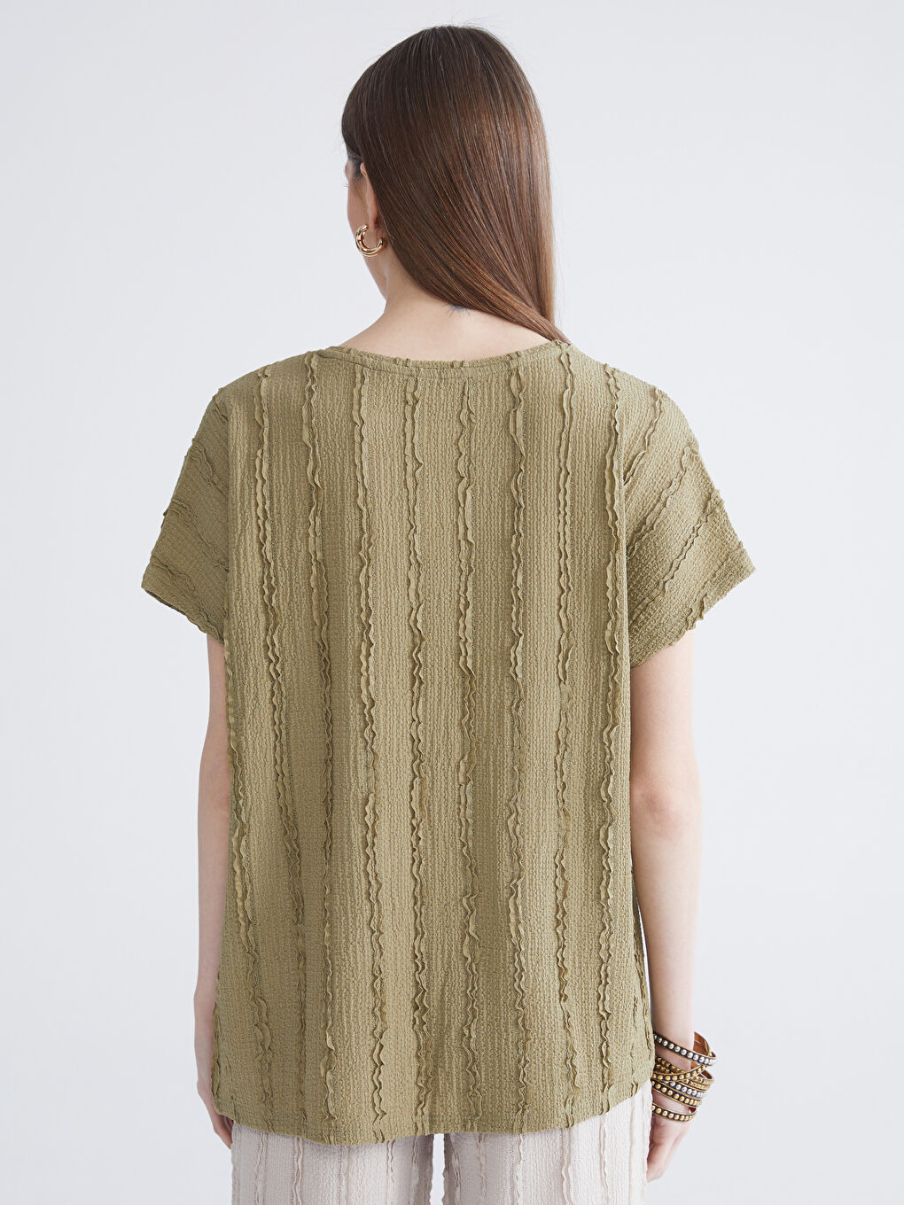 Crew Neck Textured Blouse-3