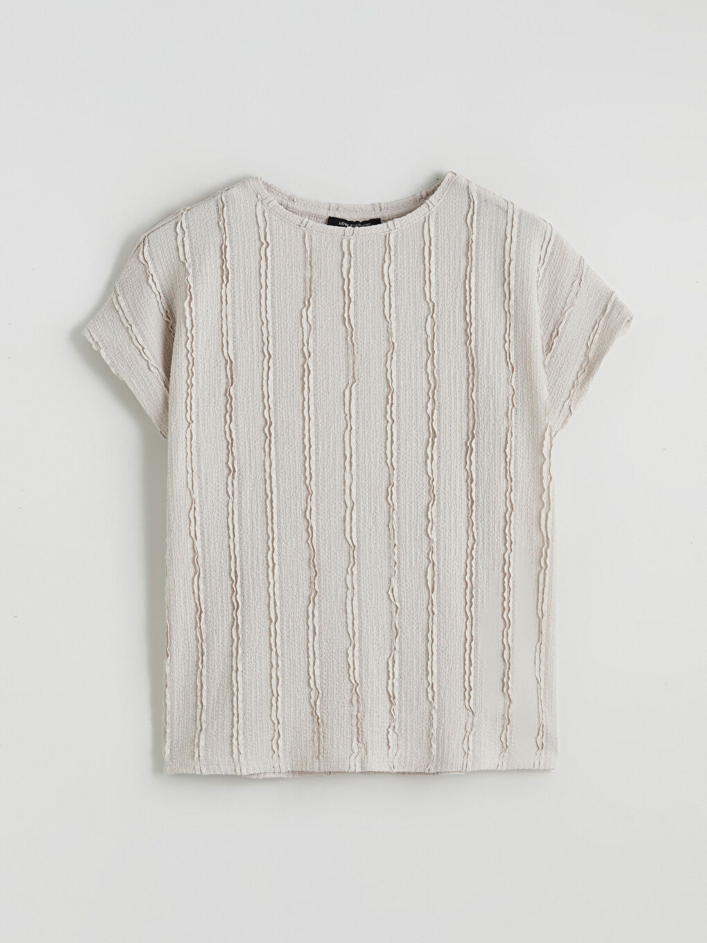 Gri Bisiklet Yaka Dokulu Bluz-4