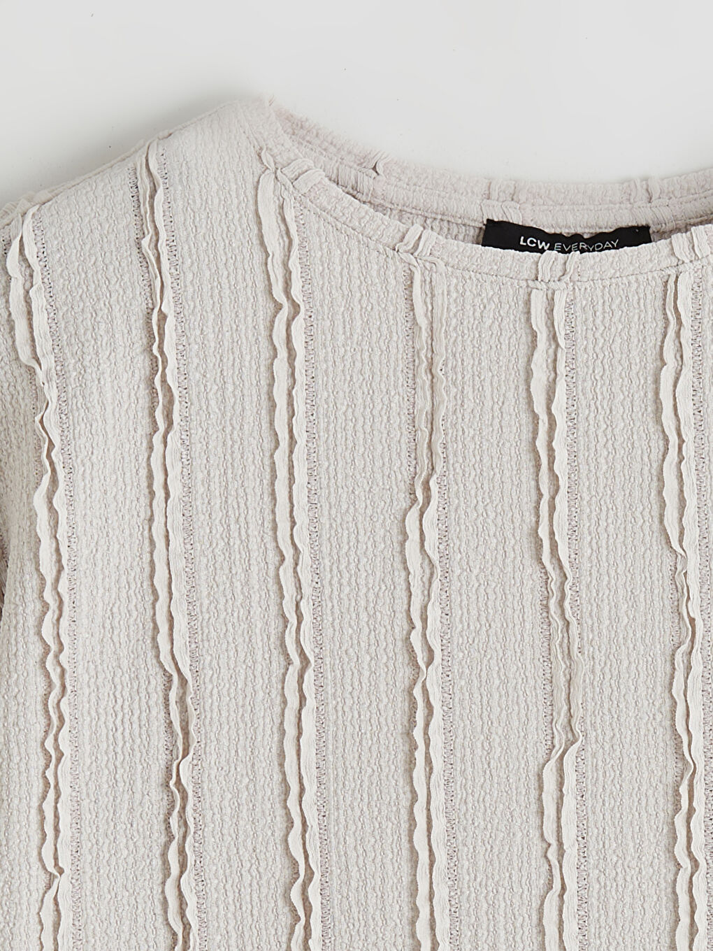 Gri Bisiklet Yaka Dokulu Bluz-5