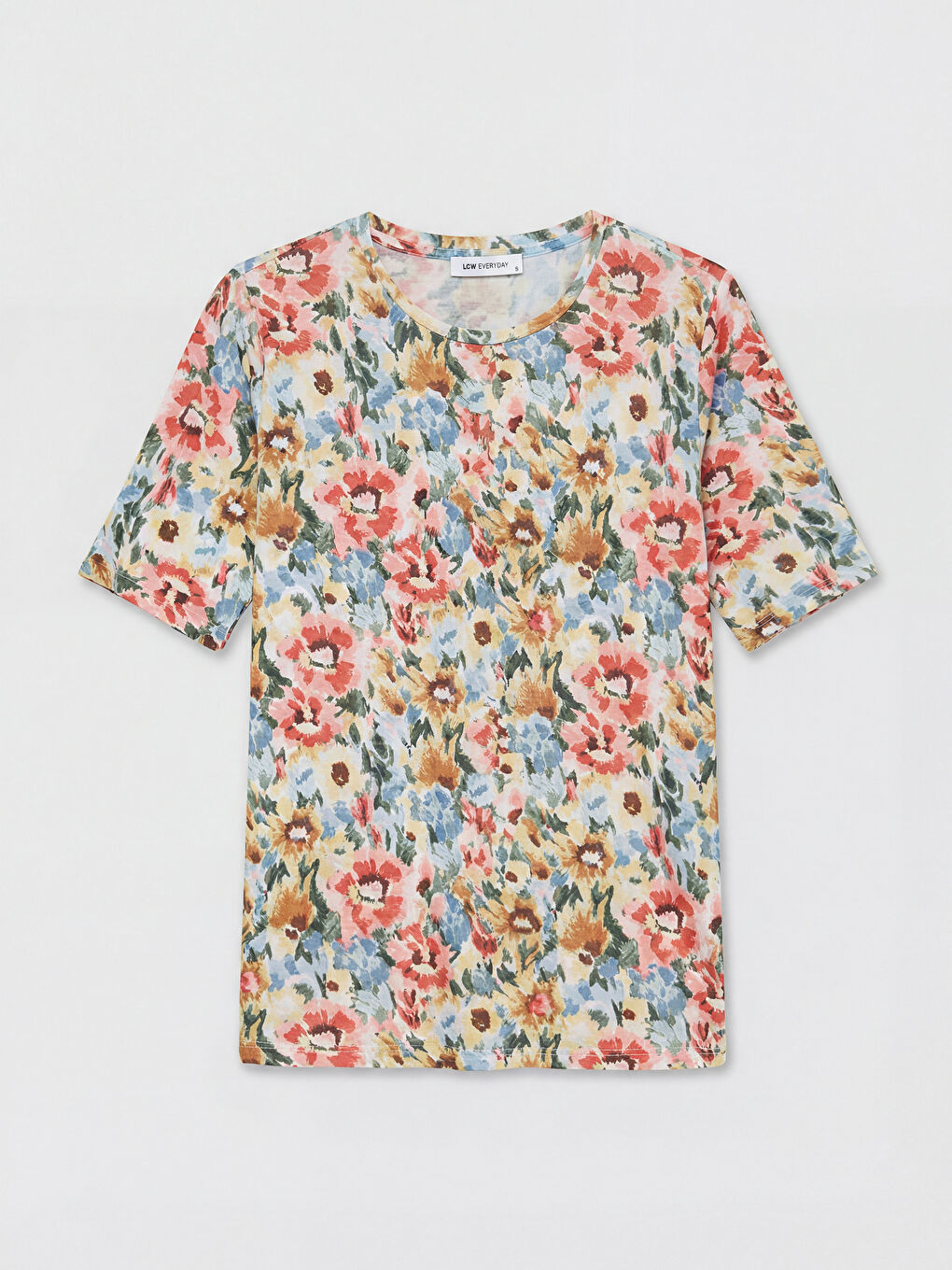 Pembe Çiçekli Kadın Tişört-4