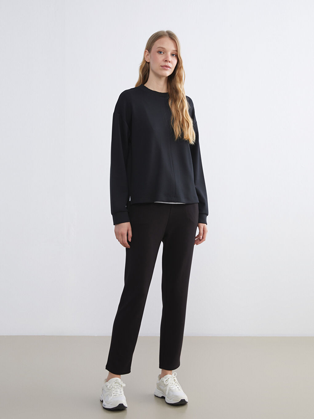 Siyah Beli Lastikli Soft Touch Kadın Eşofman Altı