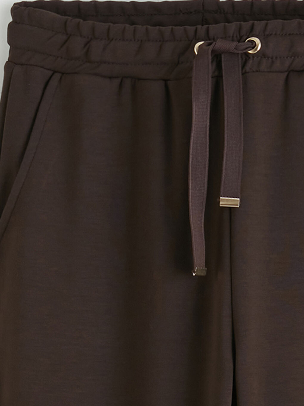 Kahverengi Beli Lastikli Soft Touch Kadın Eşofman Altı-2