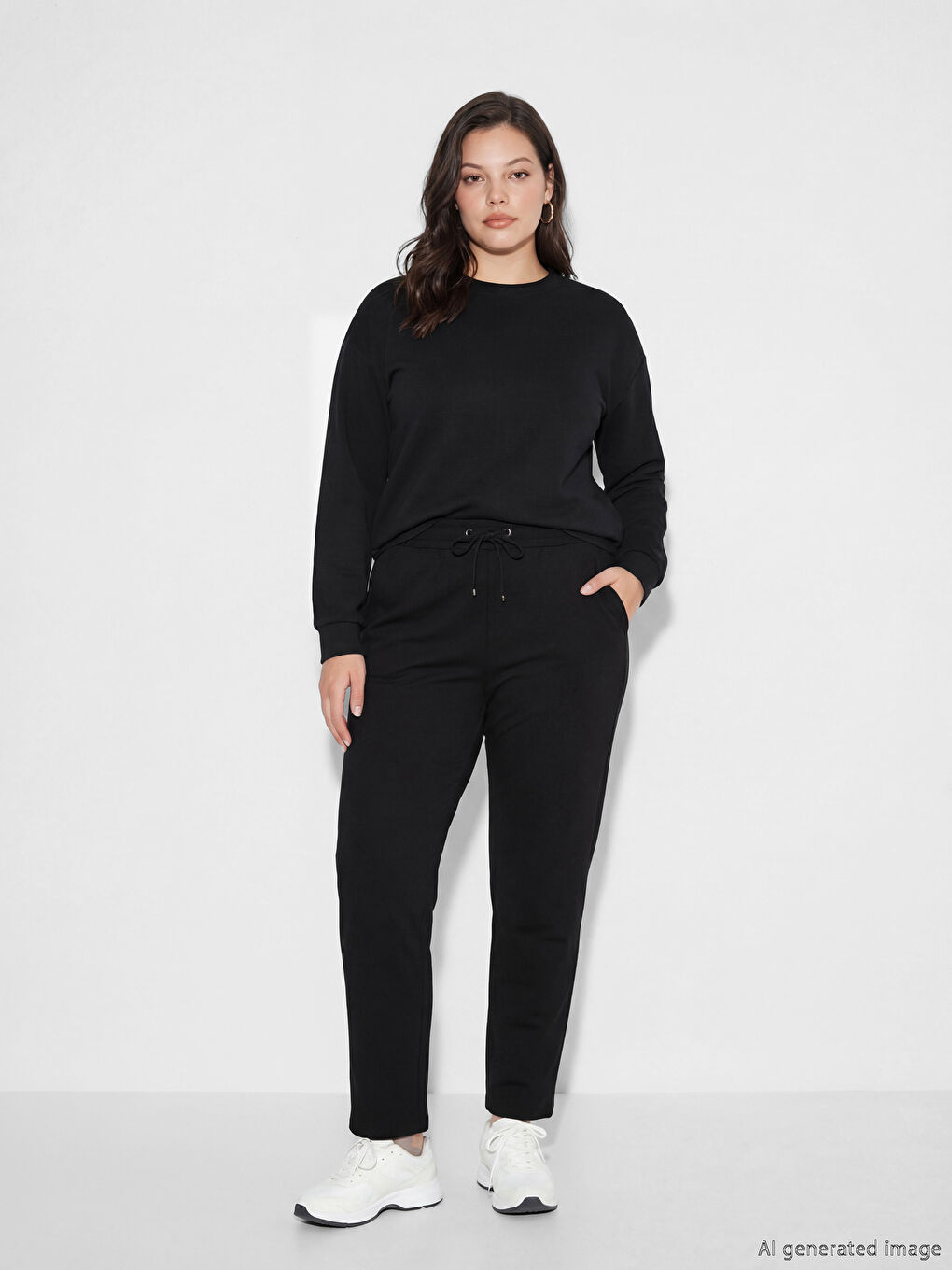 Pantaloni de trening pentru femei cu talie elastică și atingere moale-1