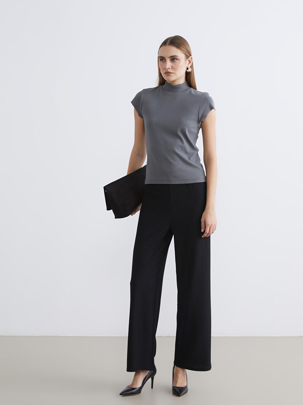Elasticated Waist Wide Leg Women's Trousers