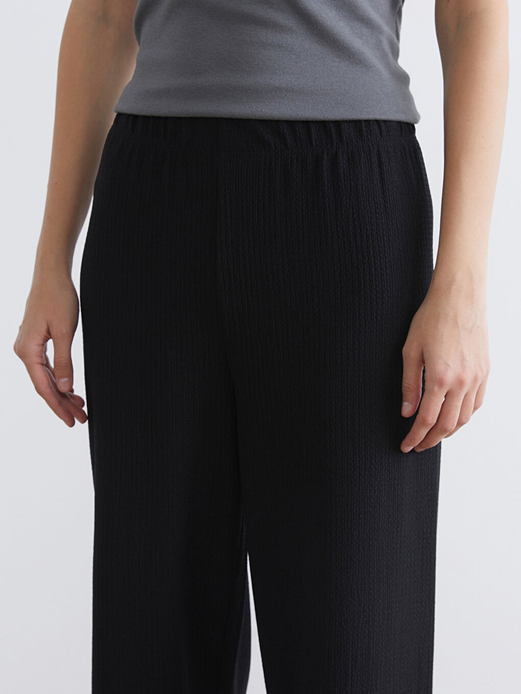 Elasticated Waist Wide Leg Women's Trousers-2