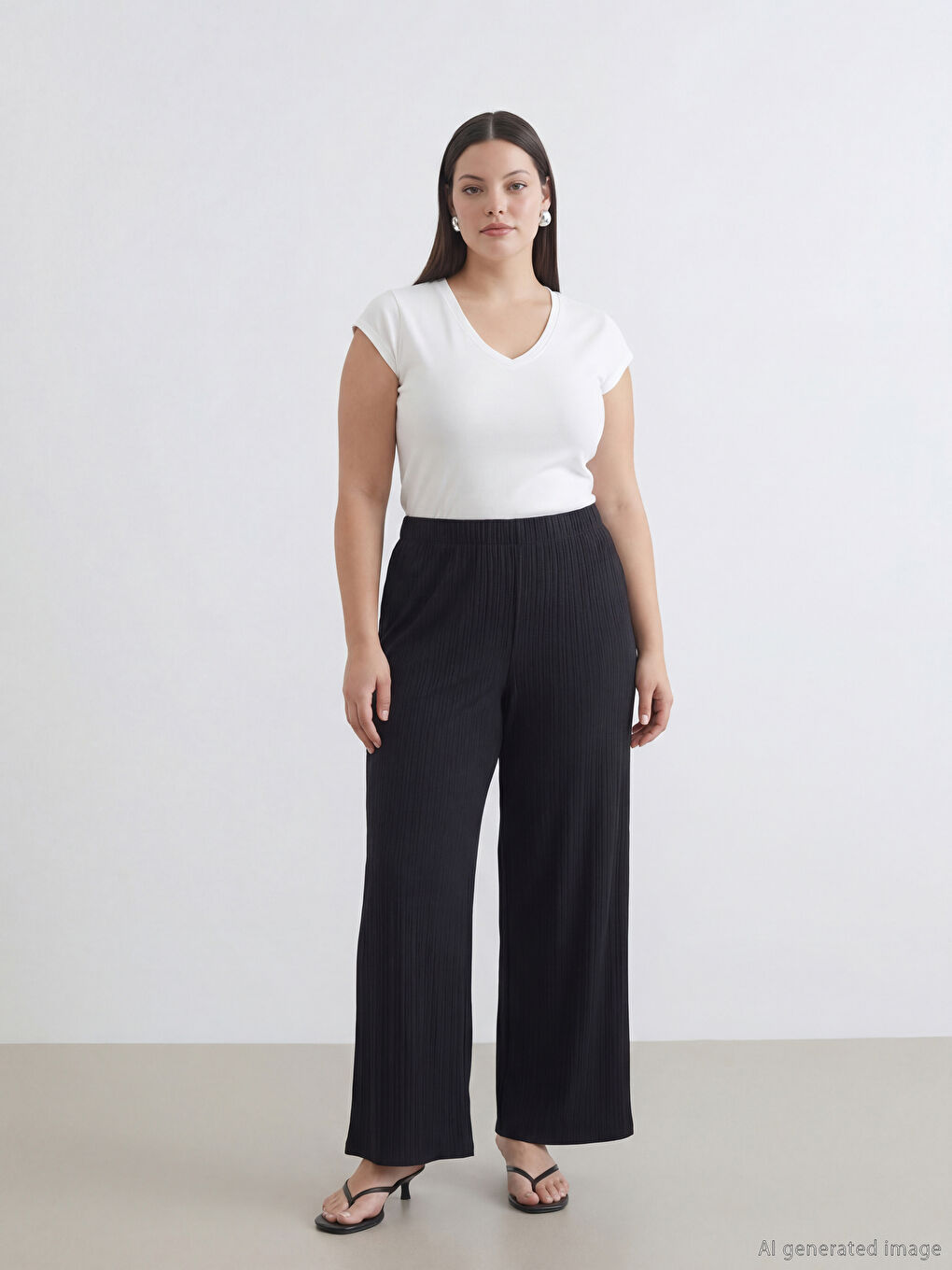 Teksturirane Ženske Pantalone sa Elastičnim Strukom-1