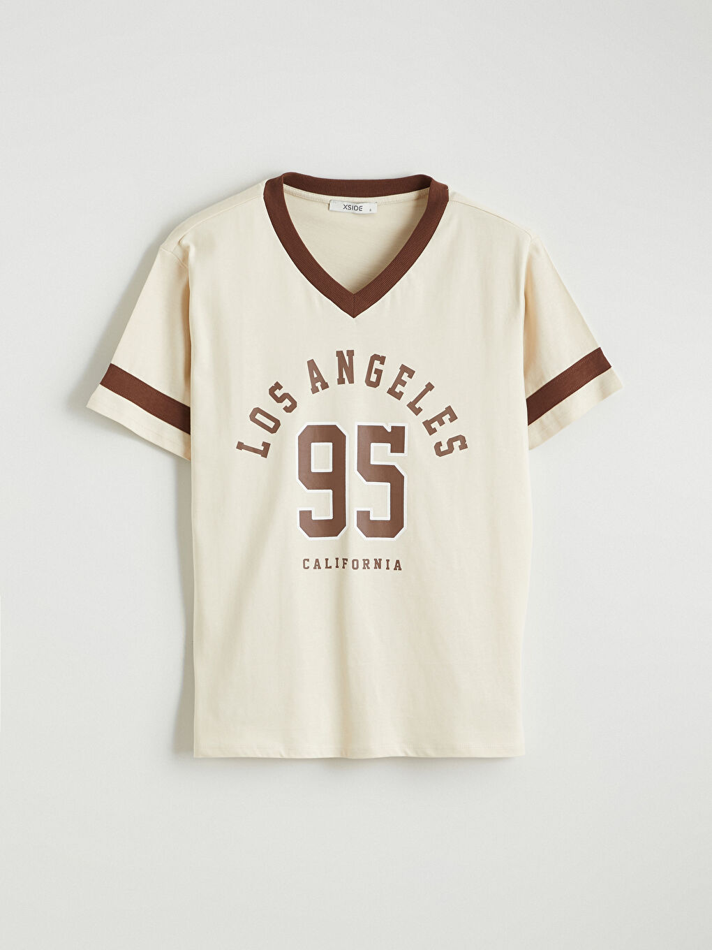 V Neck Printed Oversize Women's T-Shirt-4