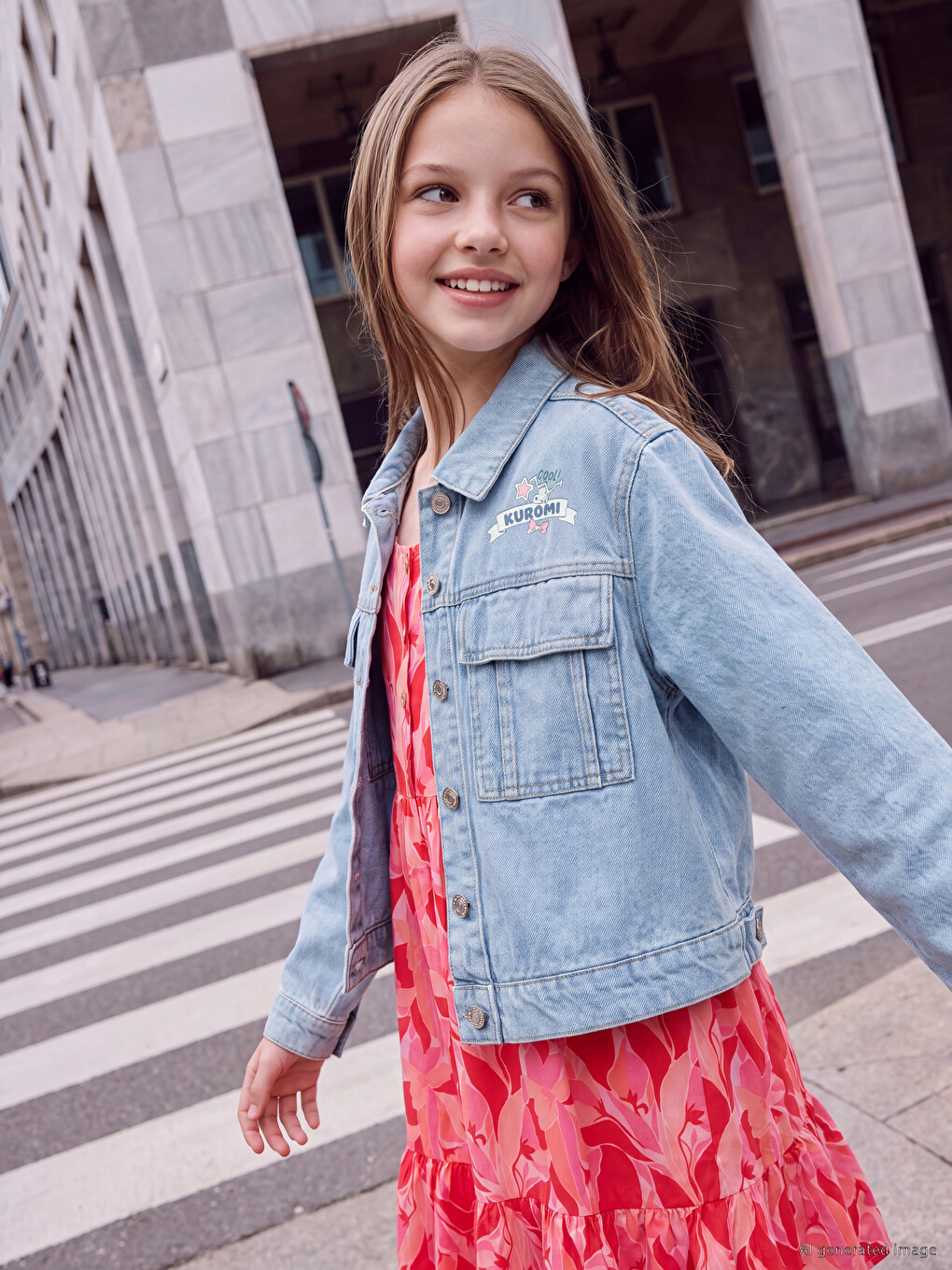 Veste En Jean Imprimée Kuromi Pour Filles