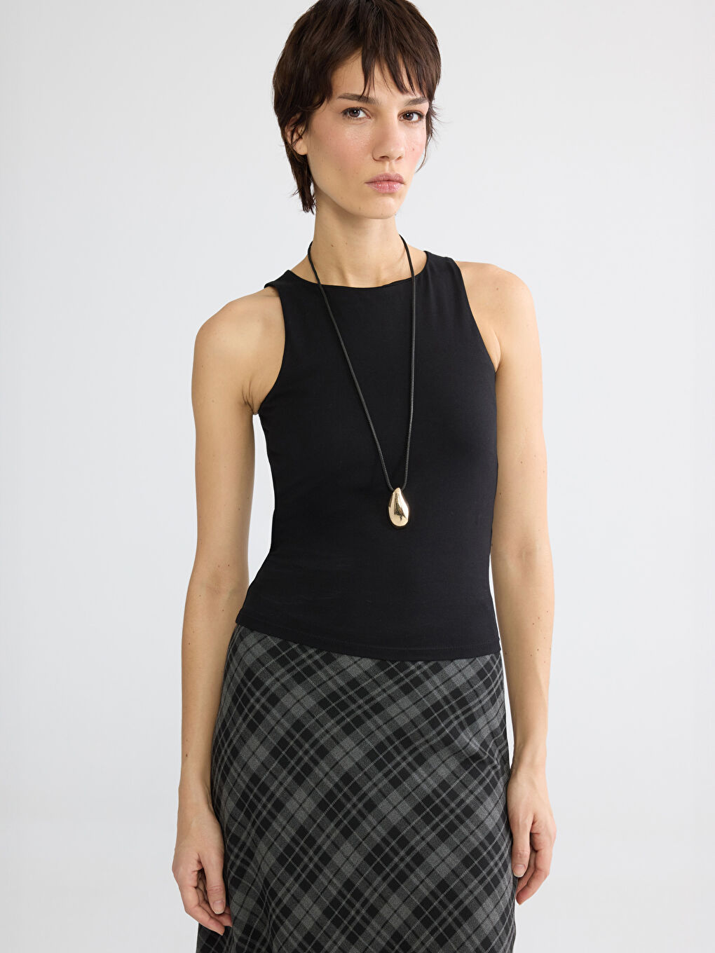 Siyah Bisiklet Yaka Kadın Atlet