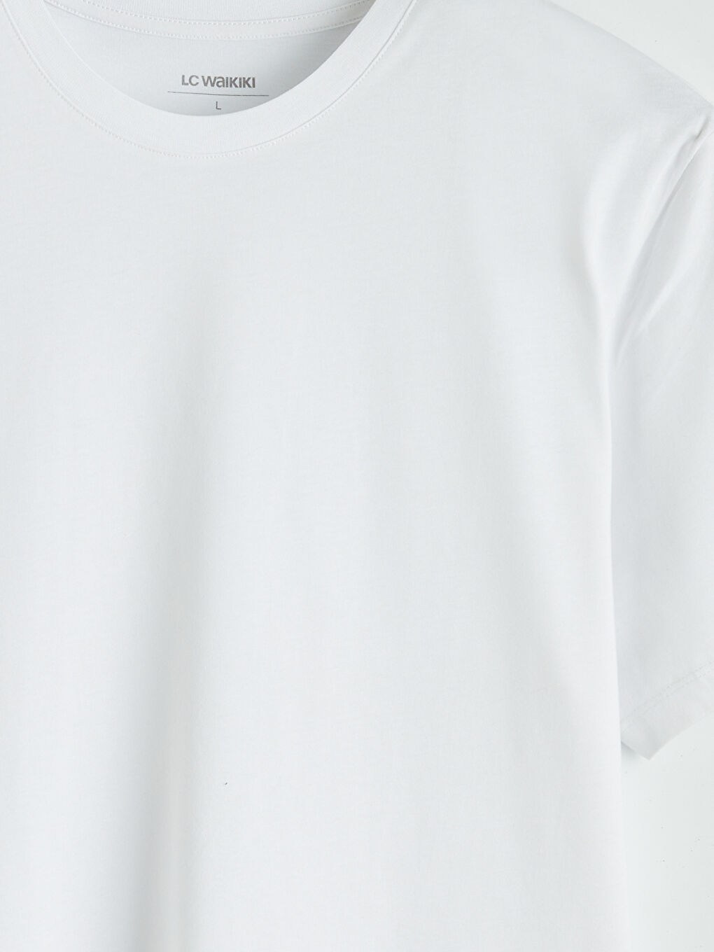 Beyaz Bisiklet Yaka Kısa Kollu Erkek Tişört-5