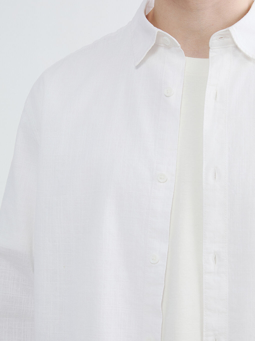 Regular Fit Linen Blend Men's Shirt-2