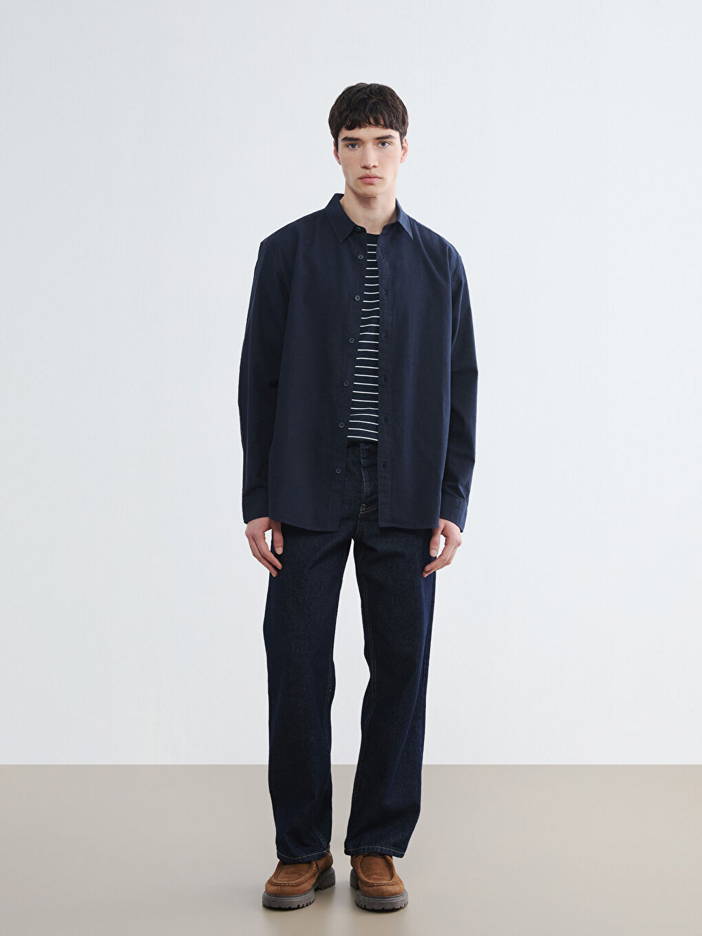 Regular Fit Leinenmischung Herrenhemd-1