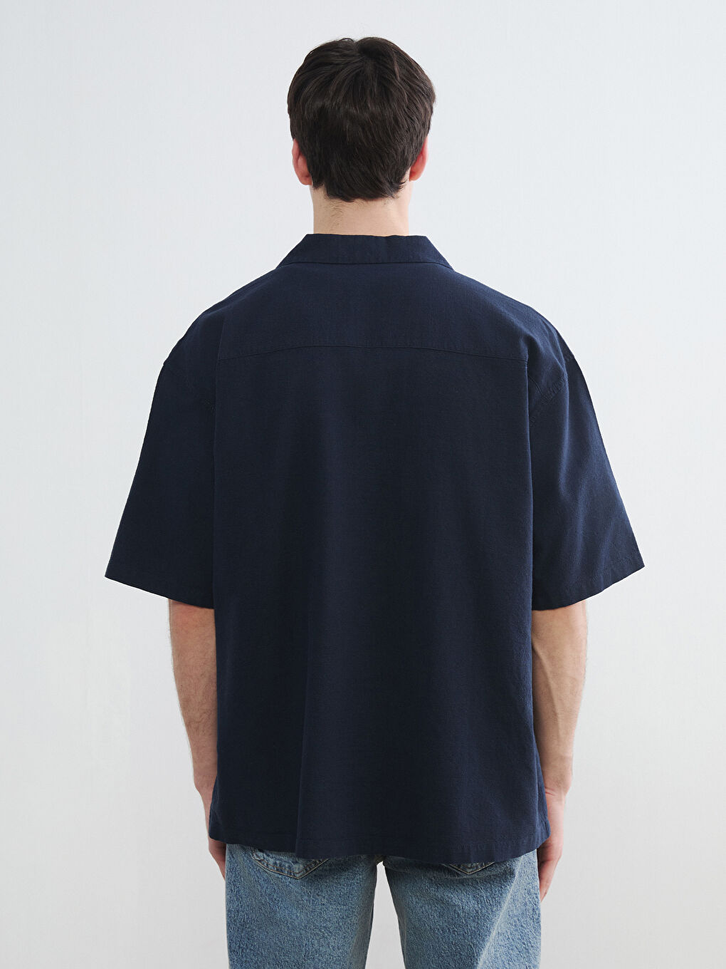 მამაკაცები მუქი ლურჯი პერანგი-3