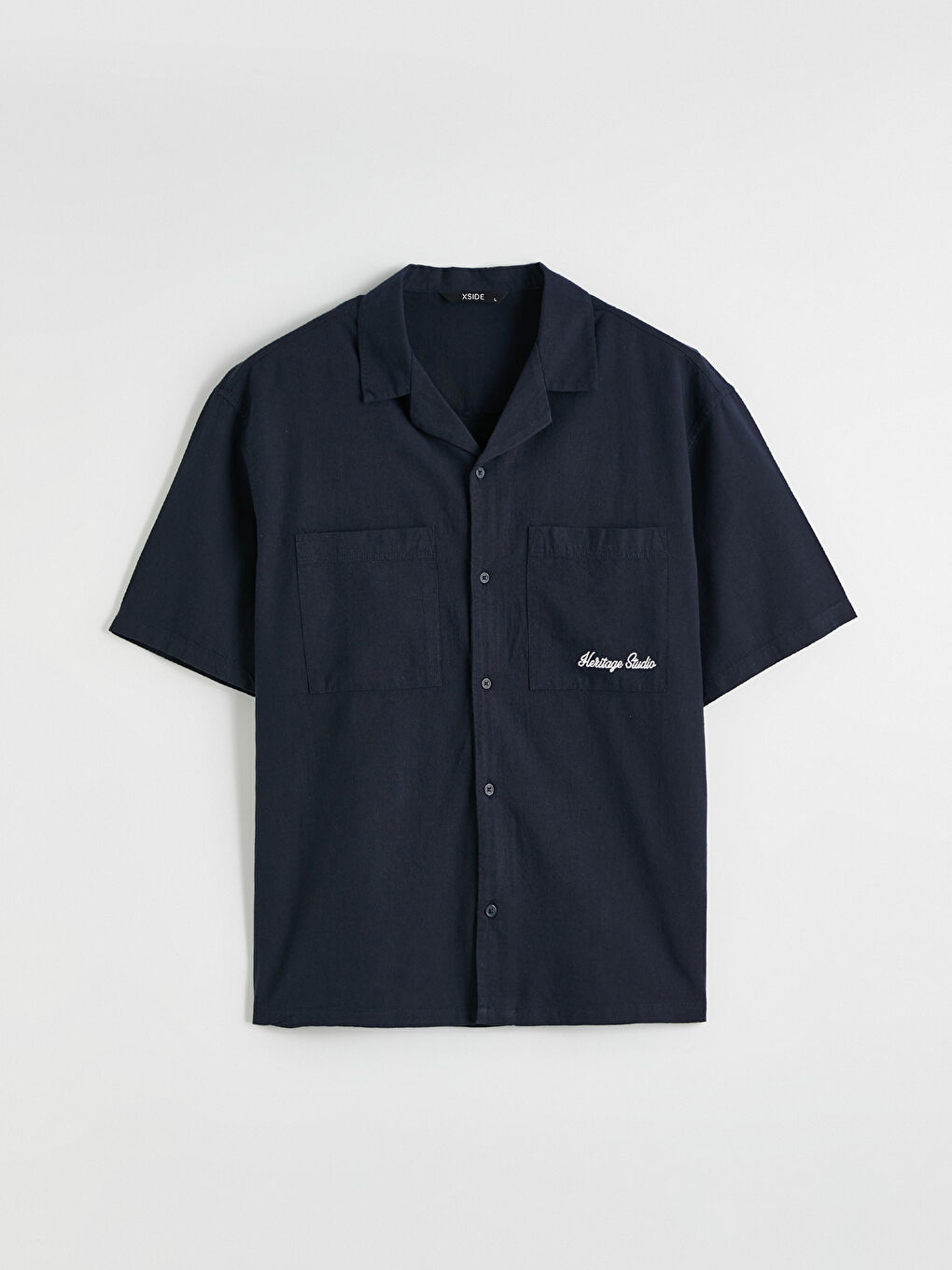 მამაკაცები მუქი ლურჯი პერანგი-4