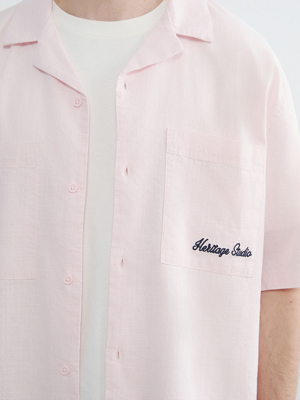 regular fit кестеленген зығыр қоспасы ерлер жейдесі-2