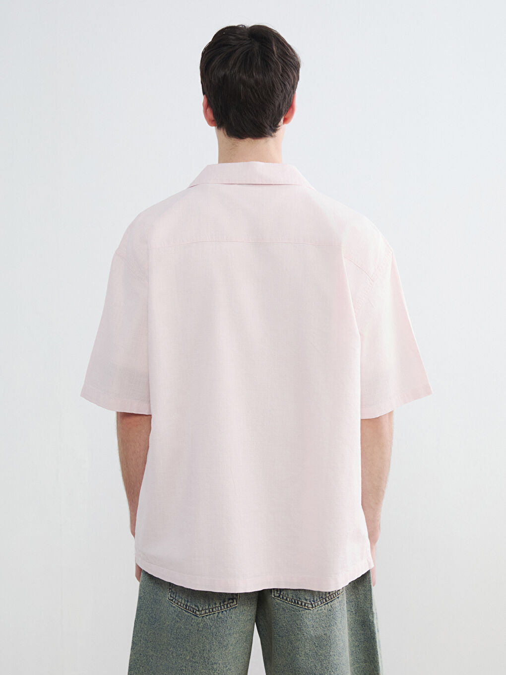 regular fit кестеленген зығыр қоспасы ерлер жейдесі-3